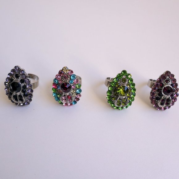 4 Pieces Fashion Rings, Adjustable Bling Rings - Picture 1 of 3